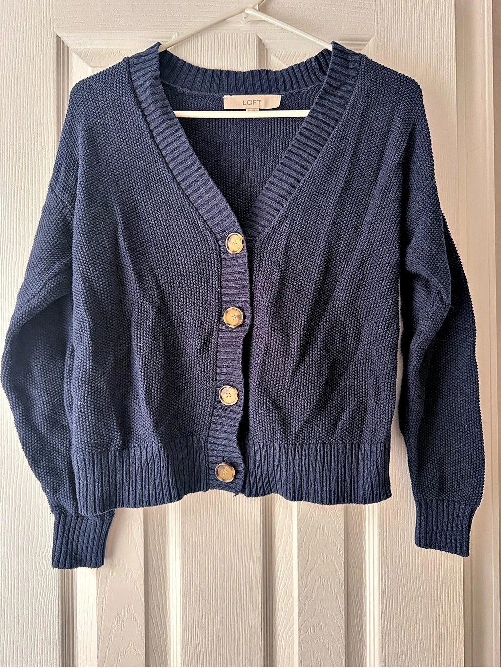 LOFT Button Front Cardigan in Blue Size Small Like New